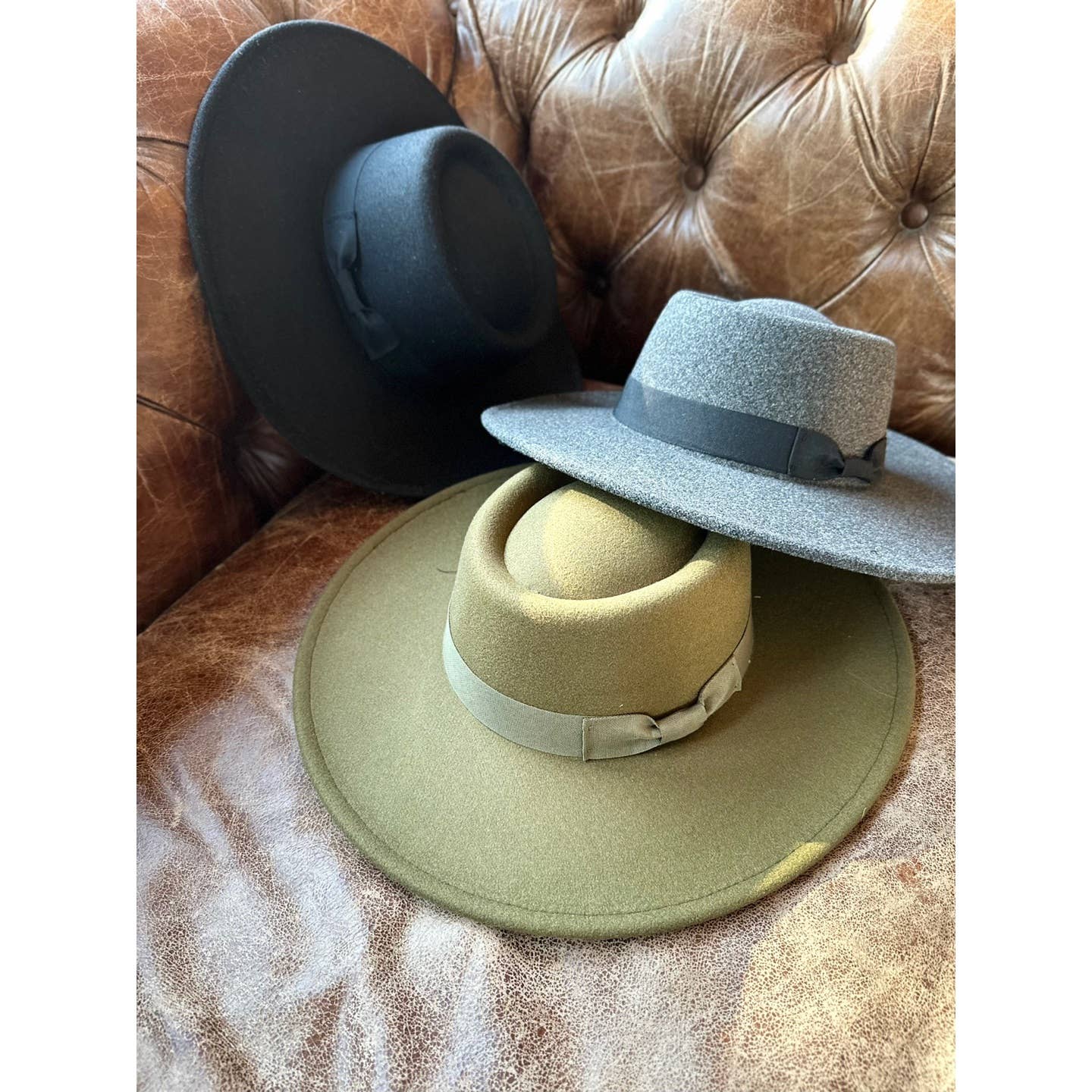 Structured Wide Brim Hat in Faux Felt