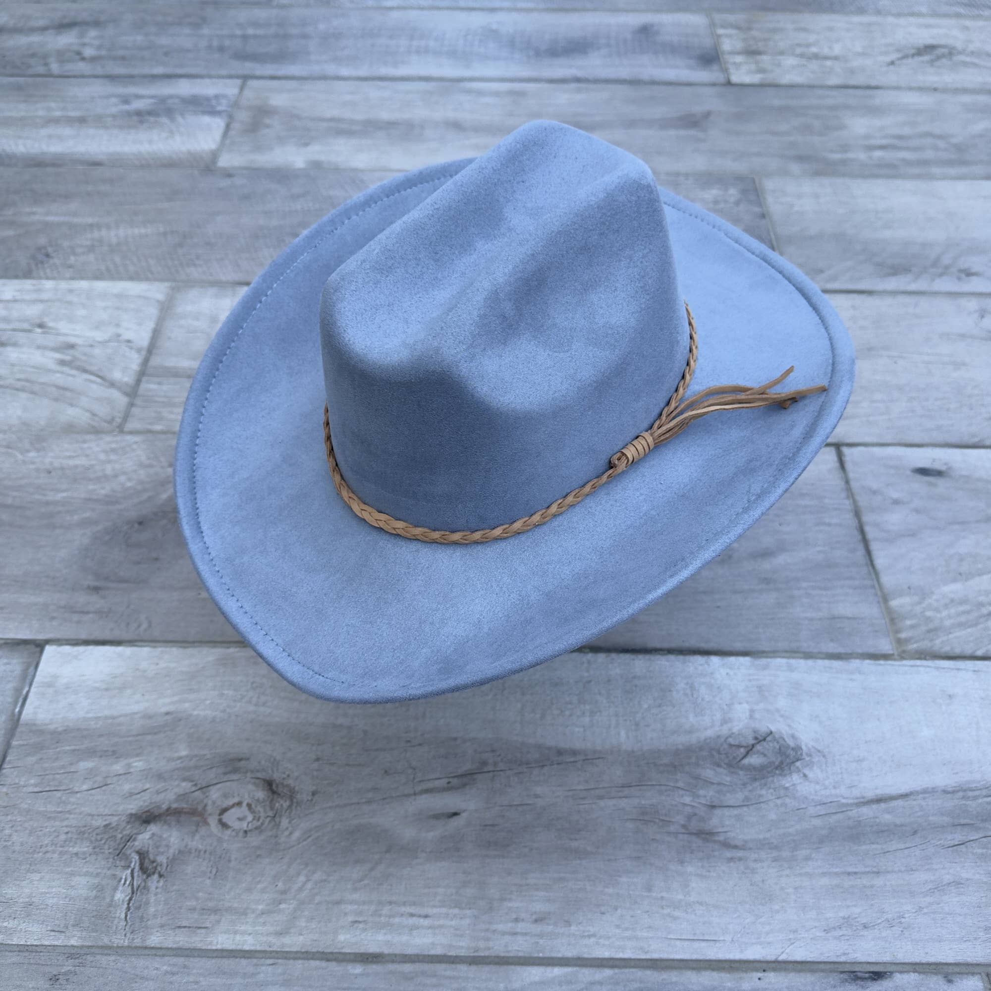 Vegan Suede Cattleman Cowboy Hat with Suede Hat Band