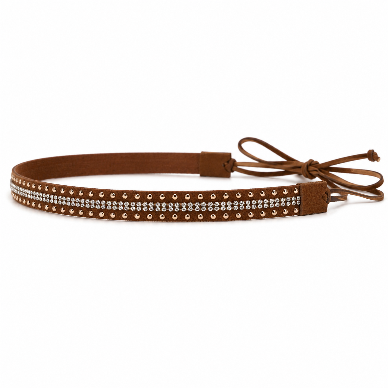 Western Rhinestone Studded Adjustable Brown Hat Band