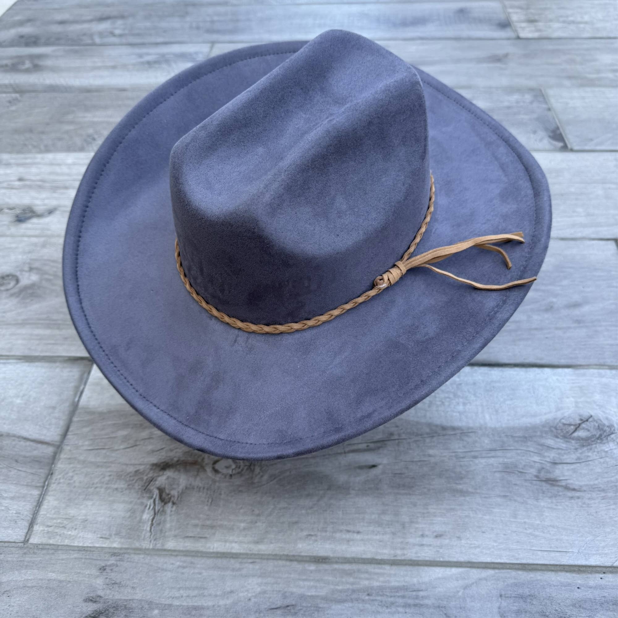 Vegan Suede Cattleman Cowboy Hat with Suede Hat Band