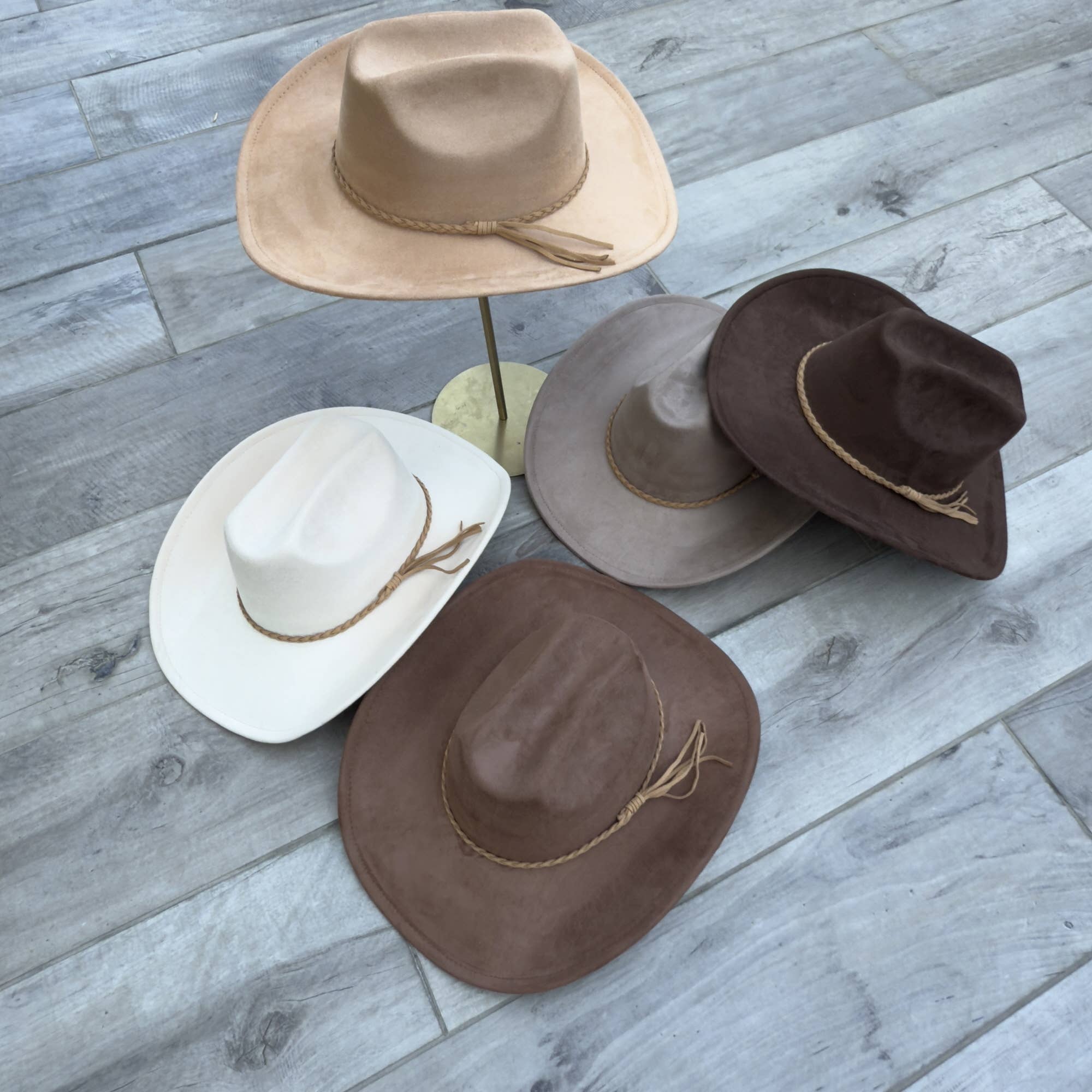 Vegan Suede Cattleman Cowboy Hat with Suede Hat Band