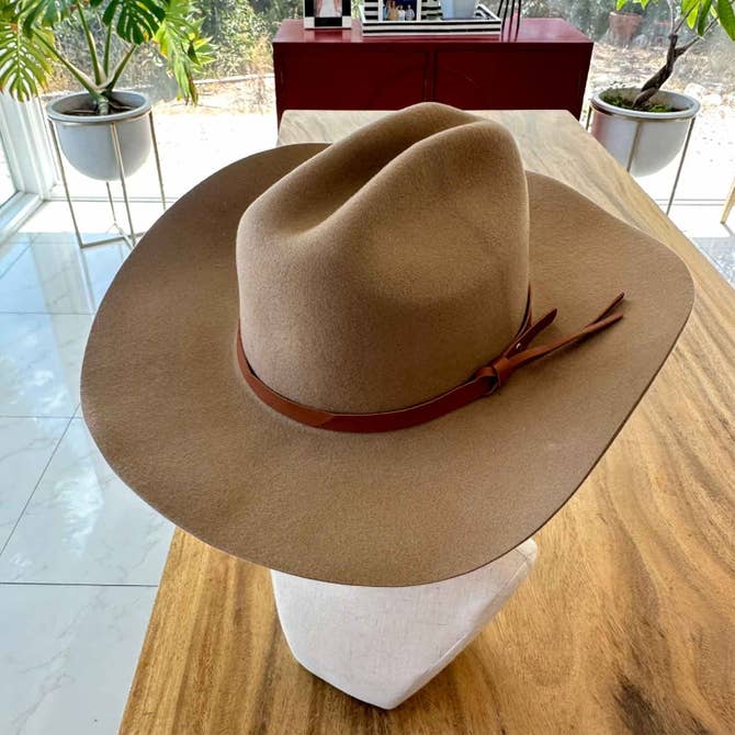 WOOL CATTLEMAN COWBOY WESTERN HAT W/ LEATHER BELT