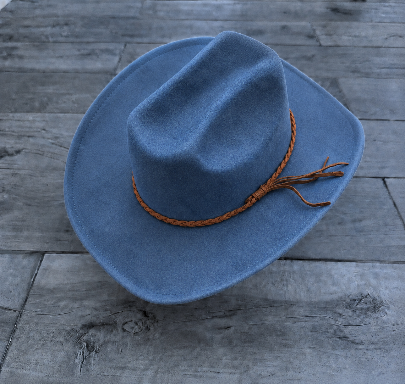Vegan Suede Cattleman Cowboy Hat with Suede Hat Band