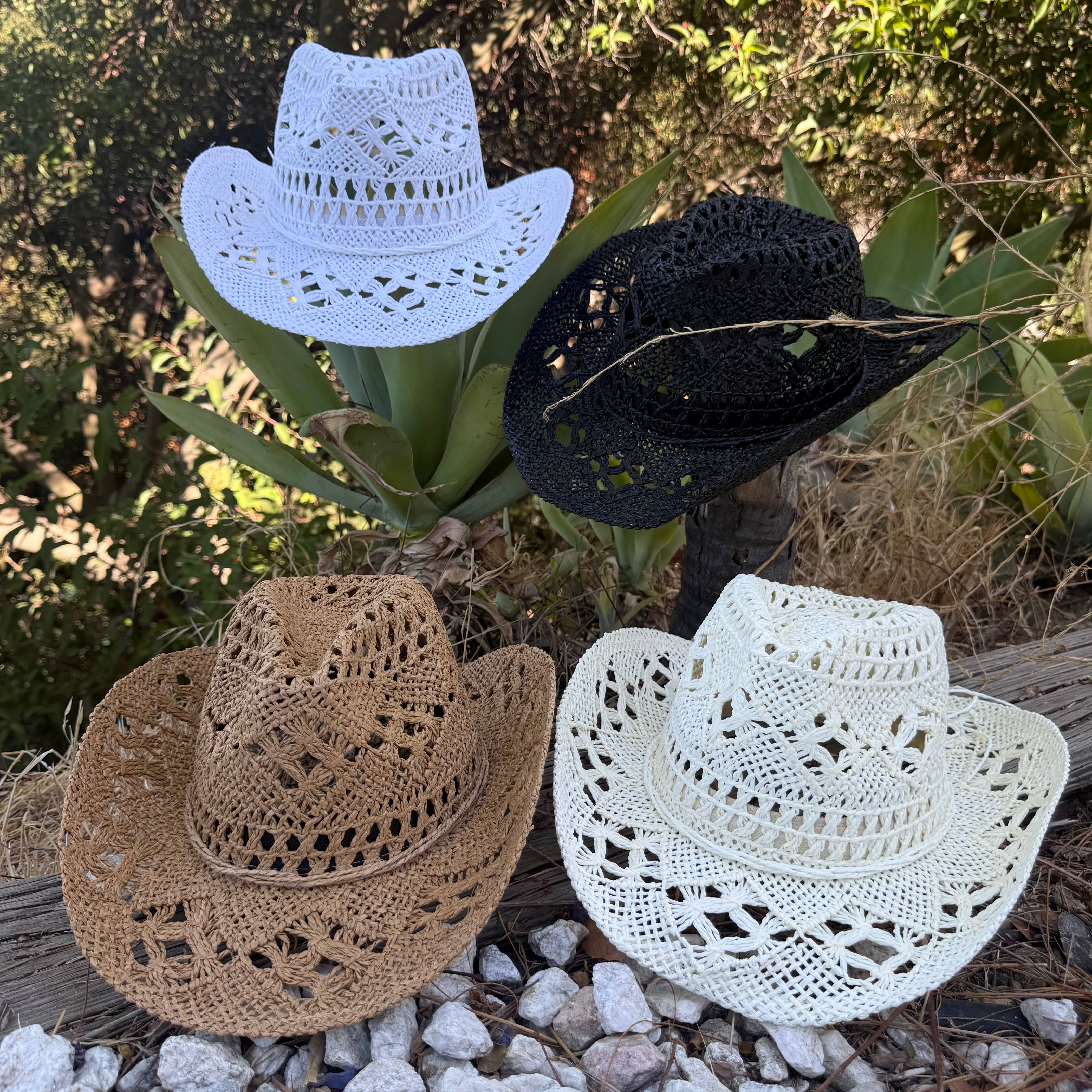 Open Weave Crochet Cowboy Hat – Western Straw