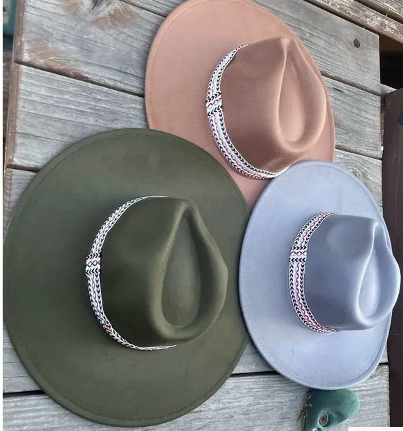 VEGAN FELT PANAMA HAT W/ JACQUARD TAPE