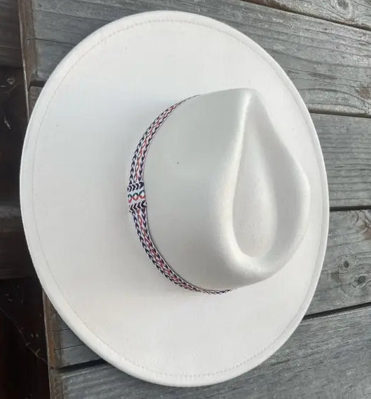 VEGAN FELT PANAMA HAT W/ JACQUARD TAPE
