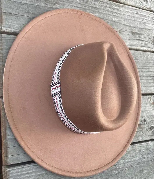 VEGAN FELT PANAMA HAT W/ JACQUARD TAPE