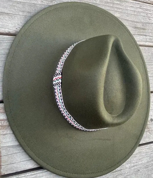 VEGAN FELT PANAMA HAT W/ JACQUARD TAPE