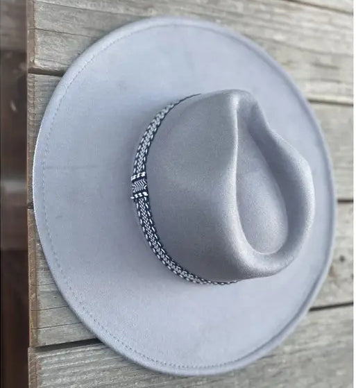 VEGAN FELT PANAMA HAT W/ JACQUARD TAPE