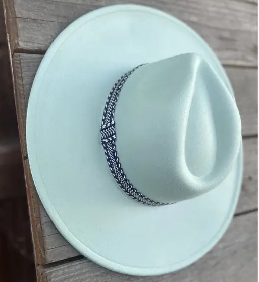 VEGAN FELT PANAMA HAT W/ JACQUARD TAPE