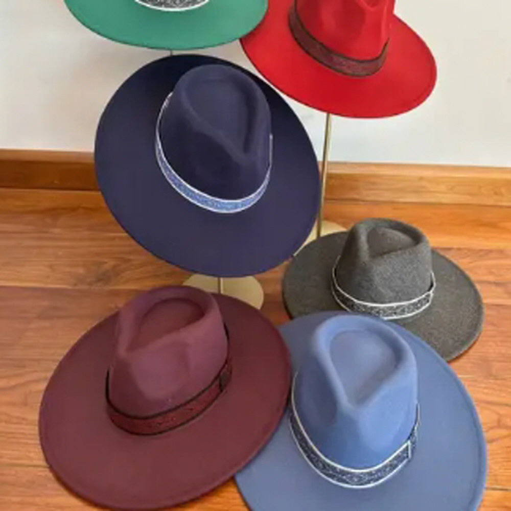 VEGAN FELT PANAMA HAT W/ JACQUARD TAPE