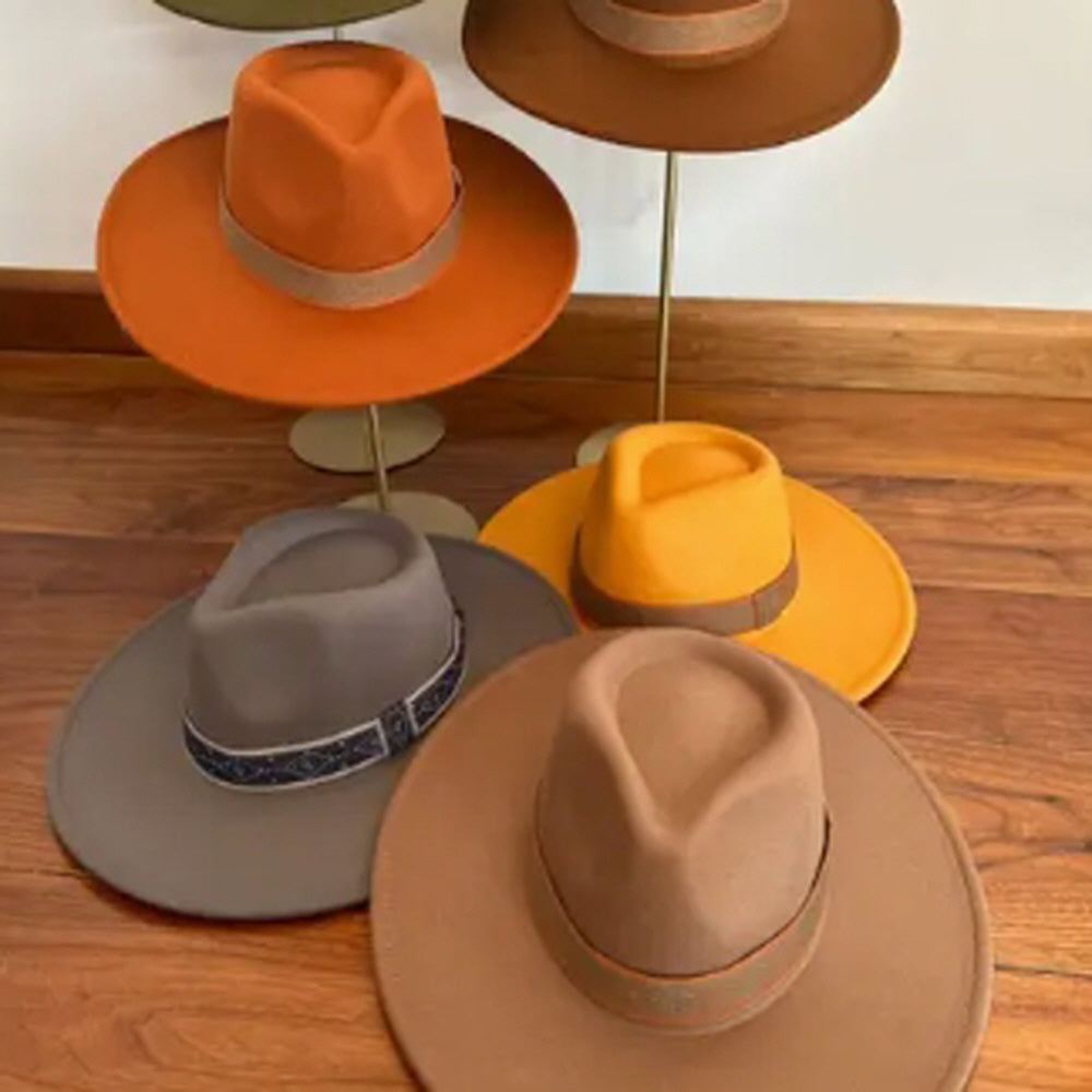VEGAN FELT PANAMA HAT W/ JACQUARD TAPE