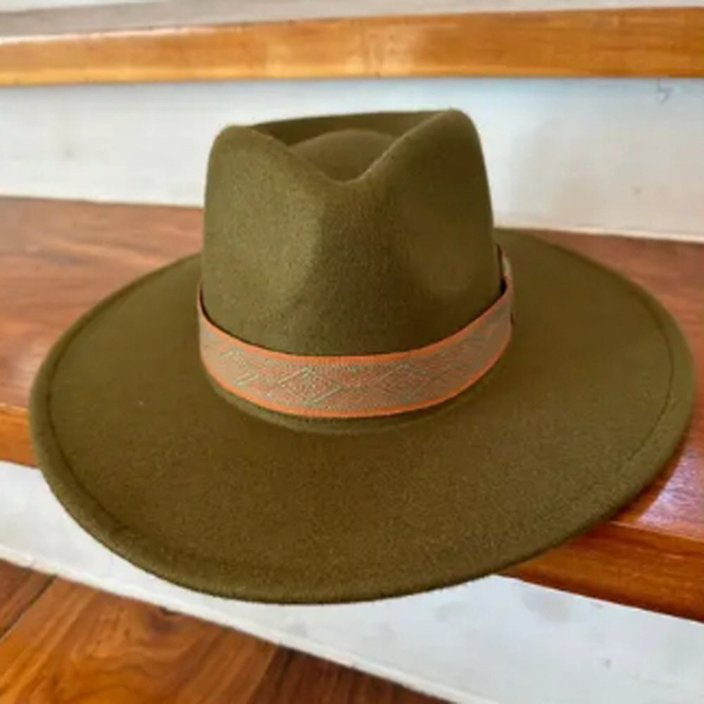 VEGAN FELT PANAMA HAT W/ JACQUARD TAPE