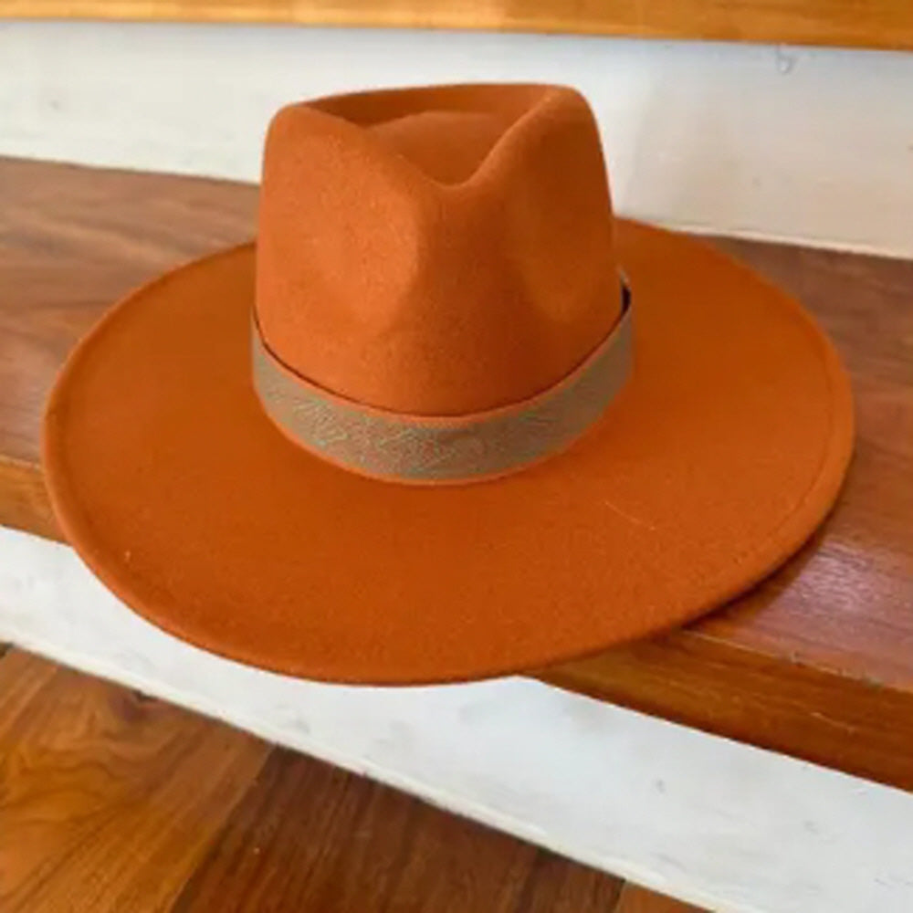 VEGAN FELT PANAMA HAT W/ JACQUARD TAPE