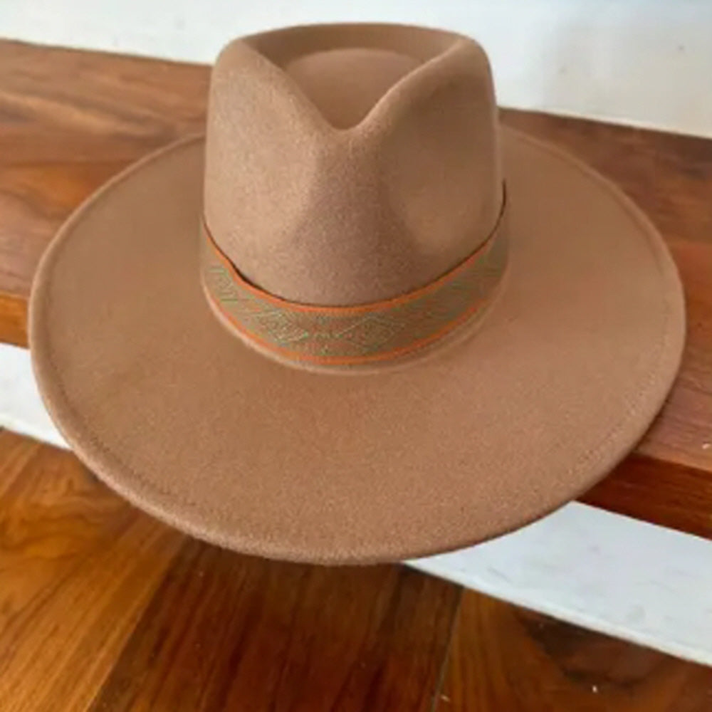 VEGAN FELT PANAMA HAT W/ JACQUARD TAPE