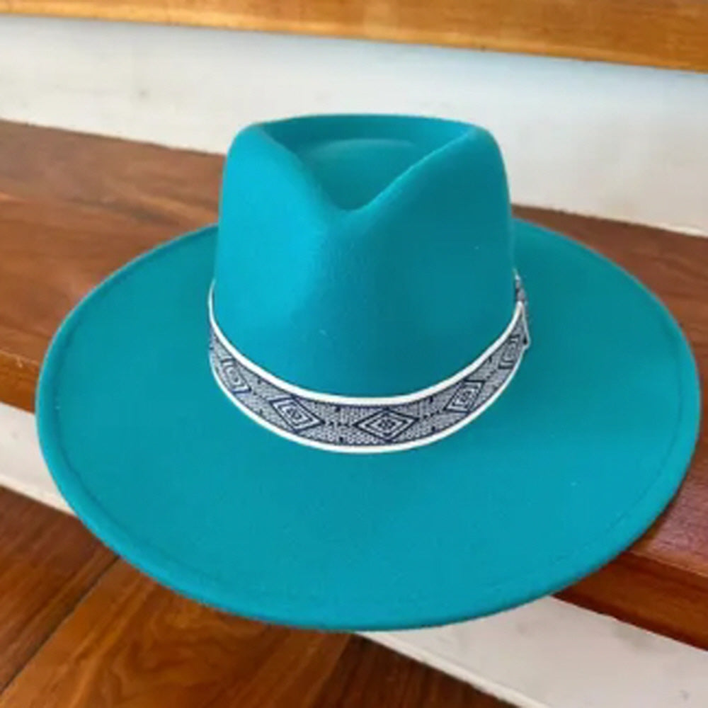 VEGAN FELT PANAMA HAT W/ JACQUARD TAPE