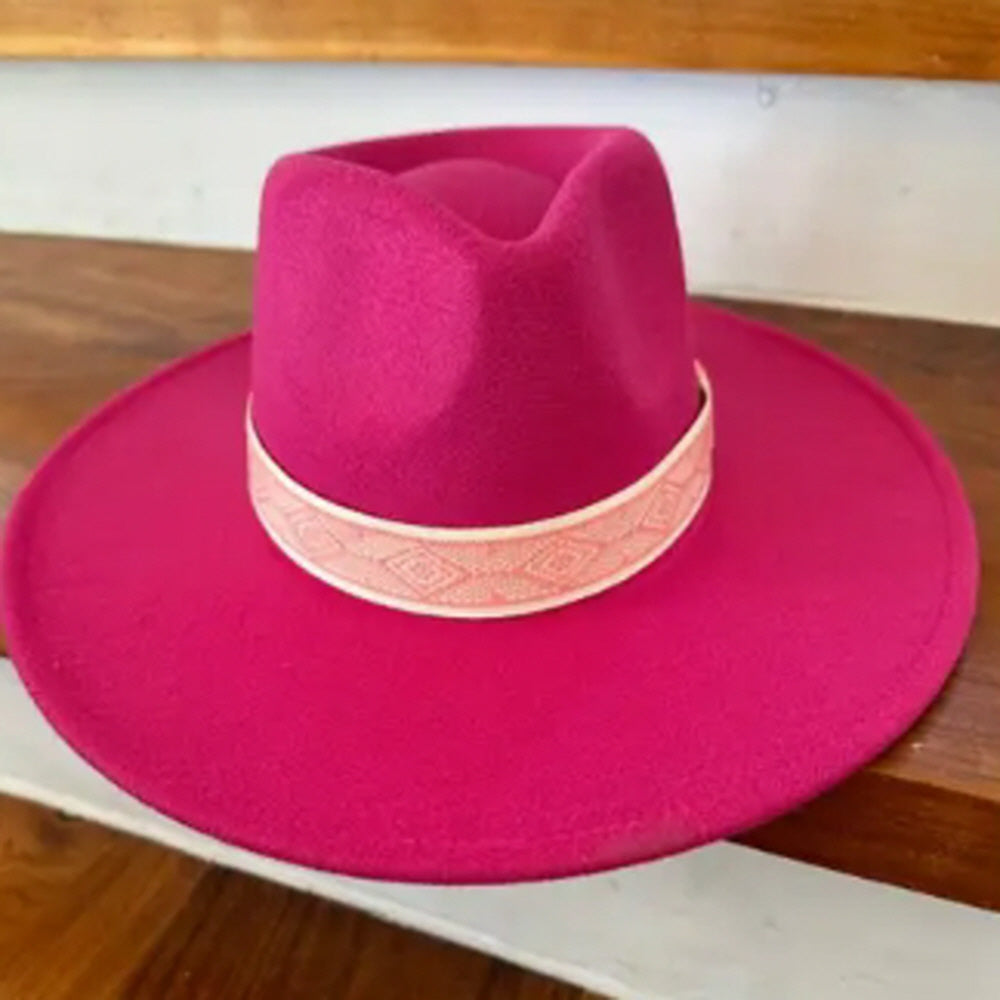 VEGAN FELT PANAMA HAT W/ JACQUARD TAPE
