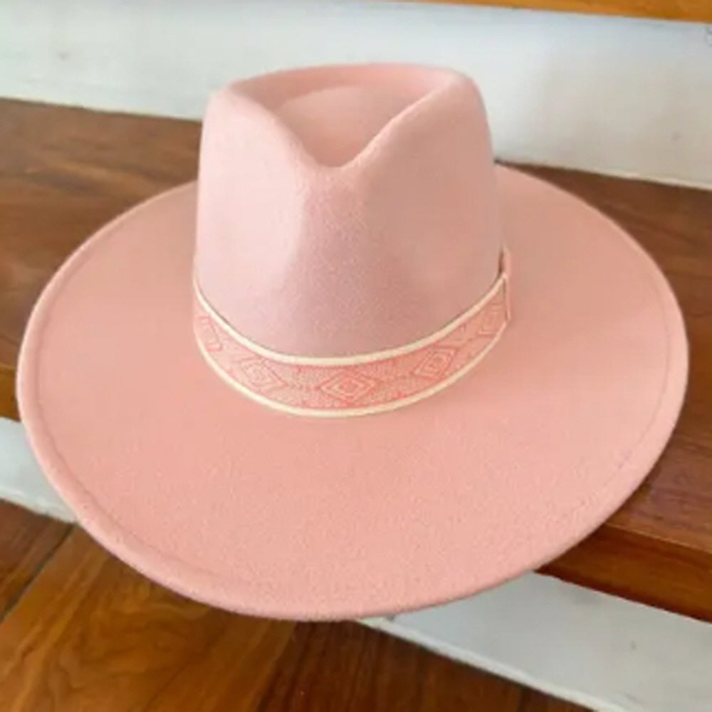 VEGAN FELT PANAMA HAT W/ JACQUARD TAPE