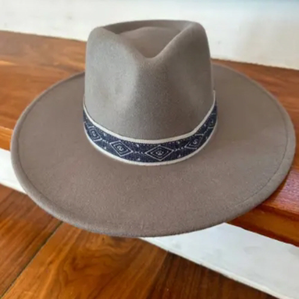VEGAN FELT PANAMA HAT W/ JACQUARD TAPE