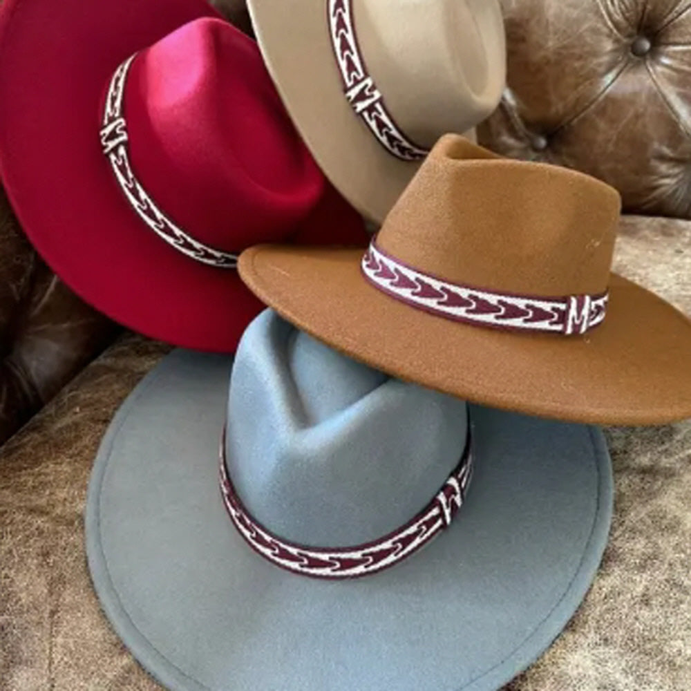 VEGAN FELT PANAMA HAT W/ JACQUARD TAPE
