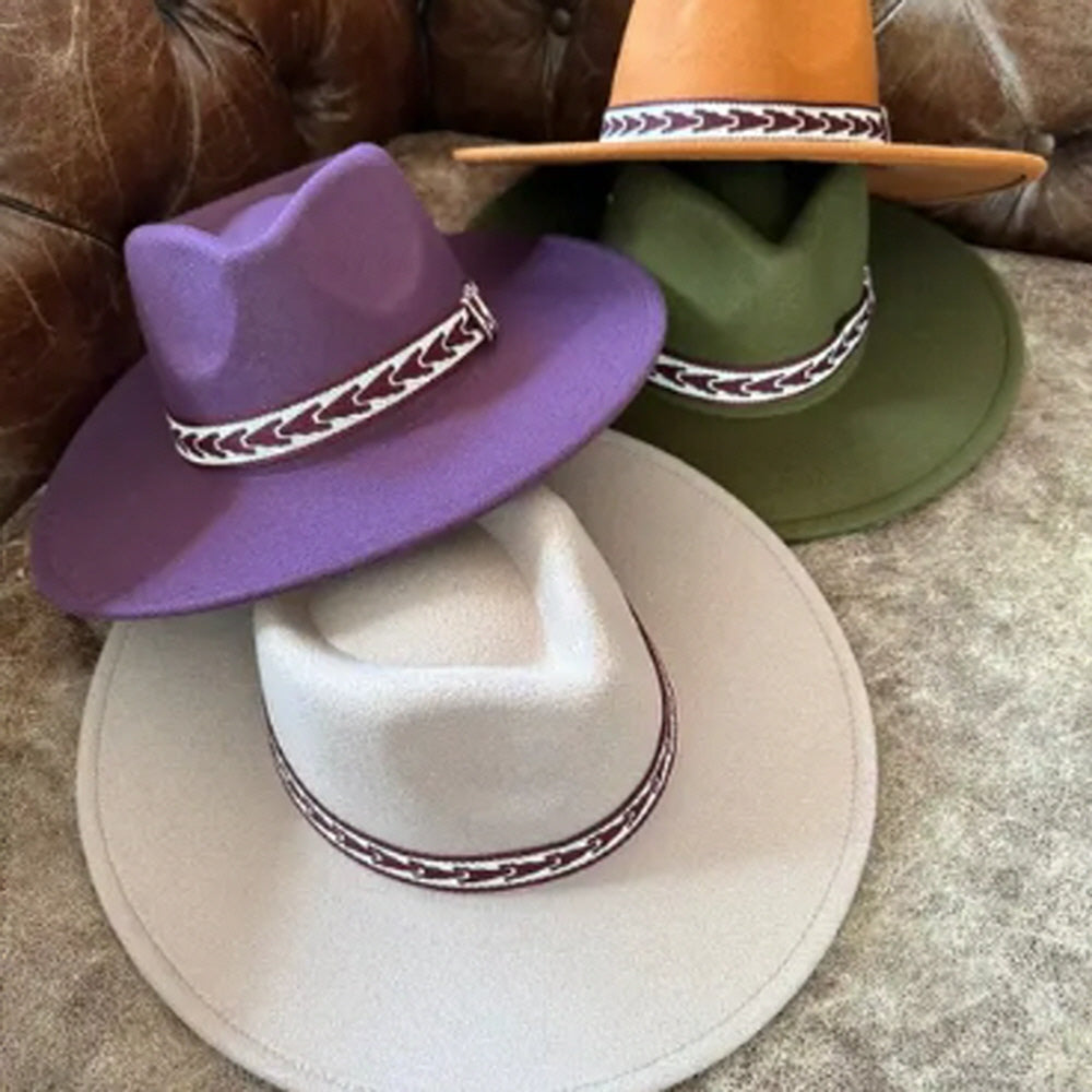 VEGAN FELT PANAMA HAT W/ JACQUARD TAPE