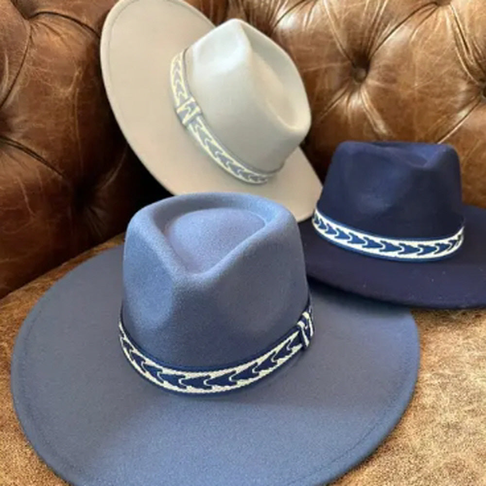 VEGAN FELT PANAMA HAT W/ JACQUARD TAPE