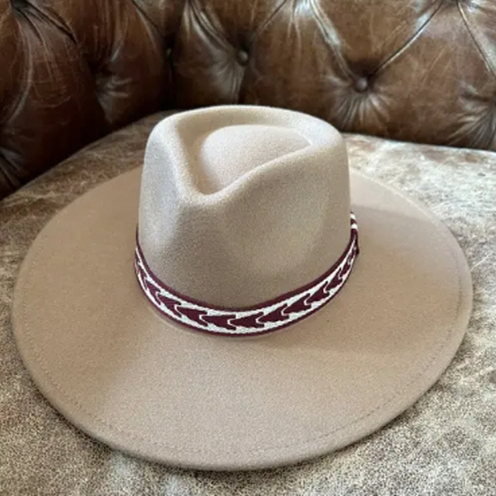 VEGAN FELT PANAMA HAT W/ JACQUARD TAPE