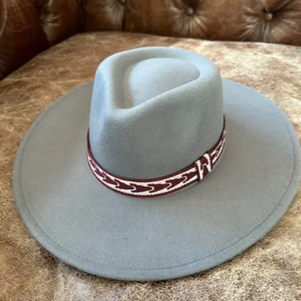 VEGAN FELT PANAMA HAT W/ JACQUARD TAPE