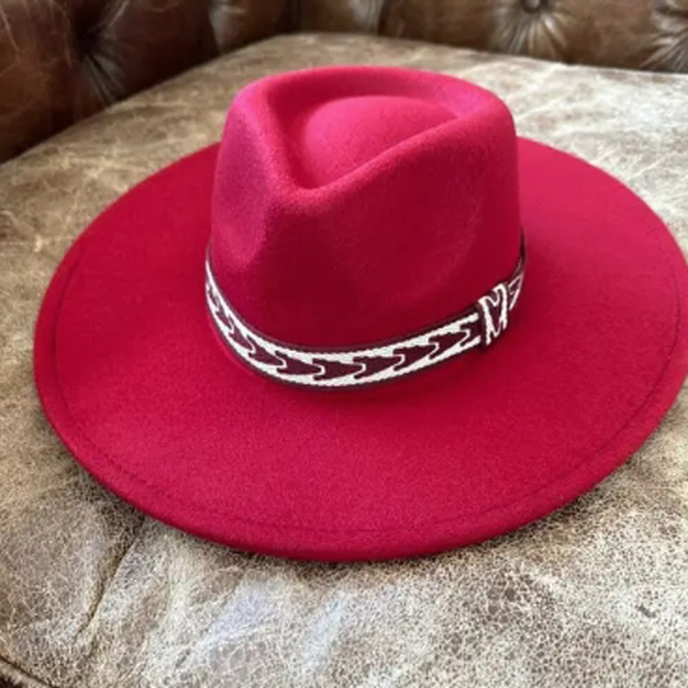 VEGAN FELT PANAMA HAT W/ JACQUARD TAPE