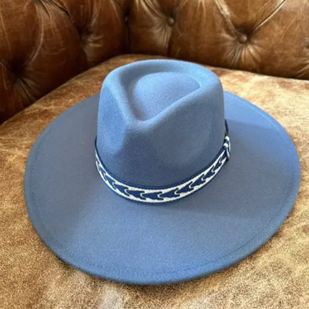 VEGAN FELT PANAMA HAT W/ JACQUARD TAPE
