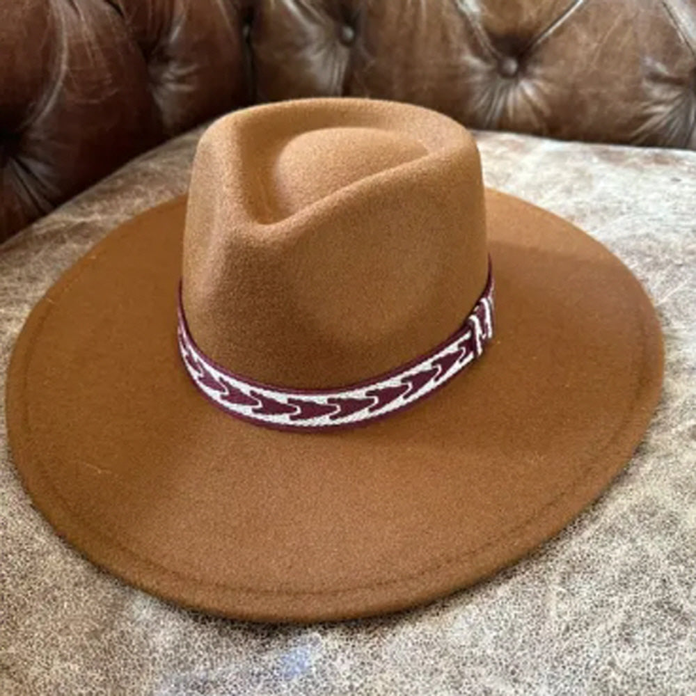 VEGAN FELT PANAMA HAT W/ JACQUARD TAPE