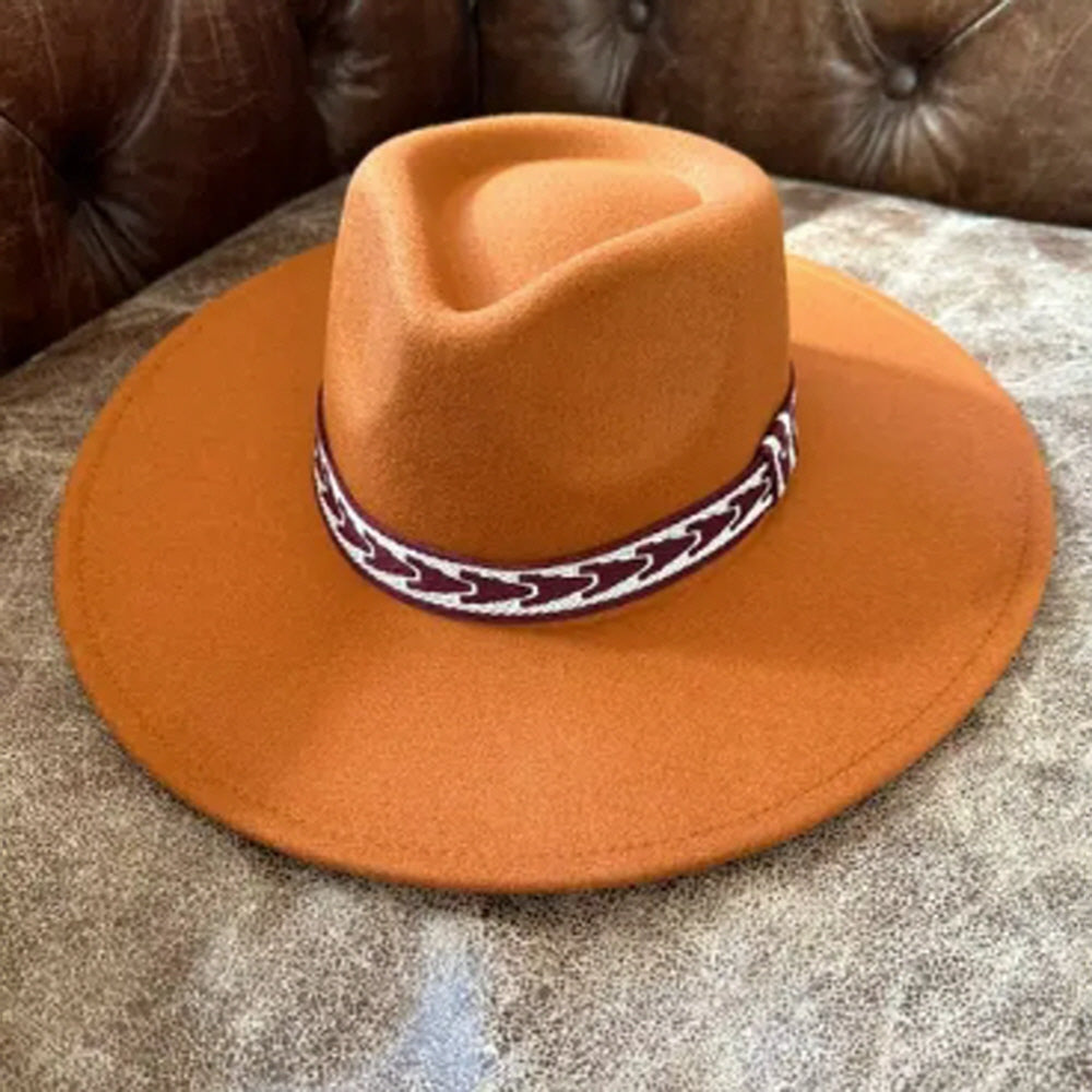 VEGAN FELT PANAMA HAT W/ JACQUARD TAPE