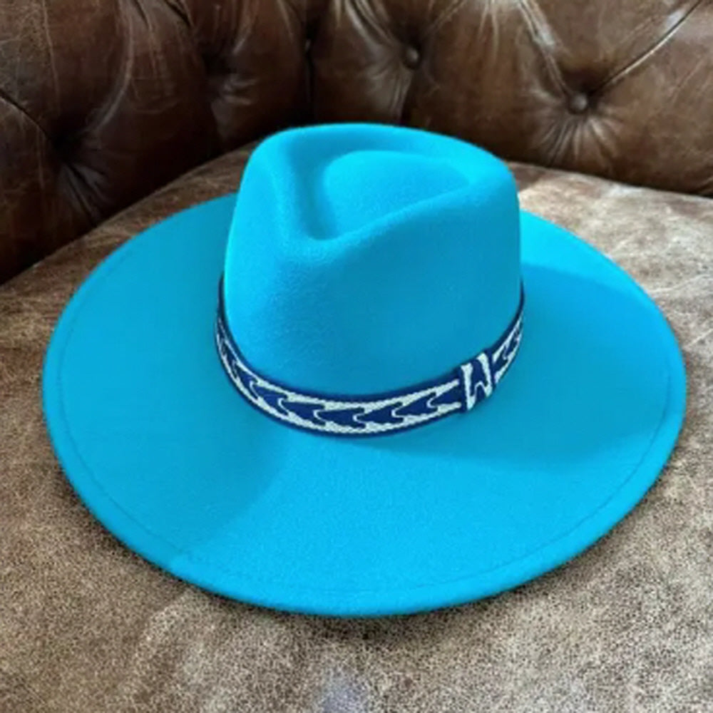 VEGAN FELT PANAMA HAT W/ JACQUARD TAPE