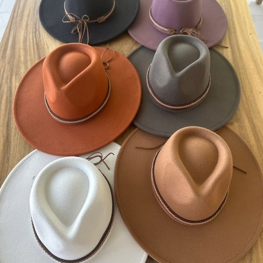VEGAN FELT RANCHER HAT WITH BRAIDE SUDE BELT