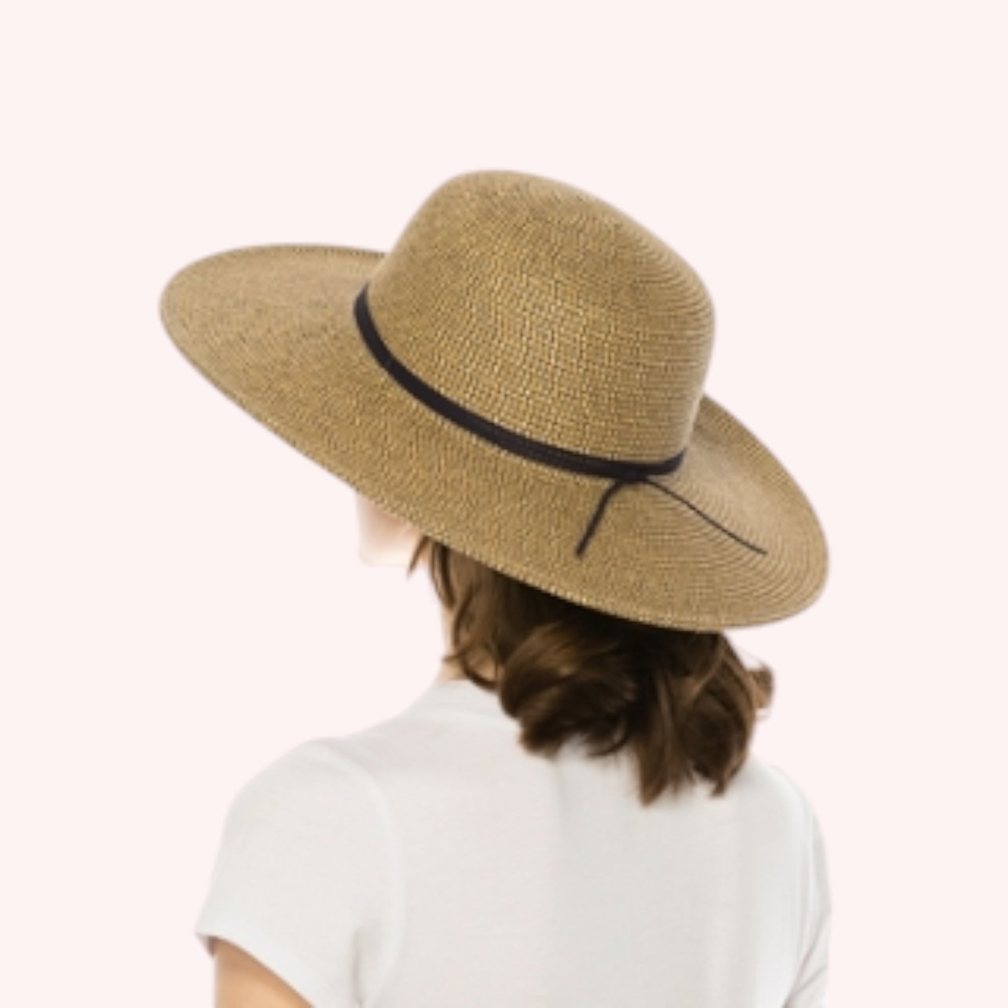 Heather Straw Sun Hat w/ Suede Tie