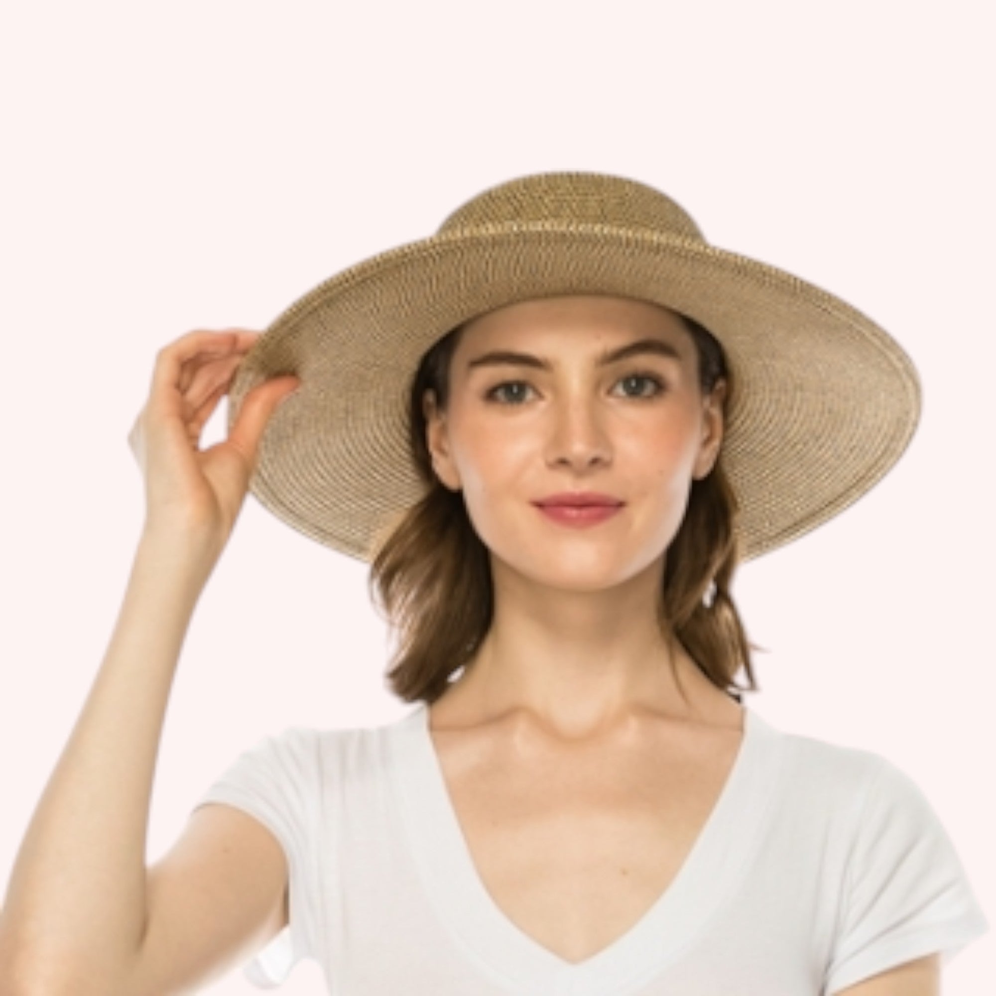 Heather Straw Sun Hat w/ Suede Tie