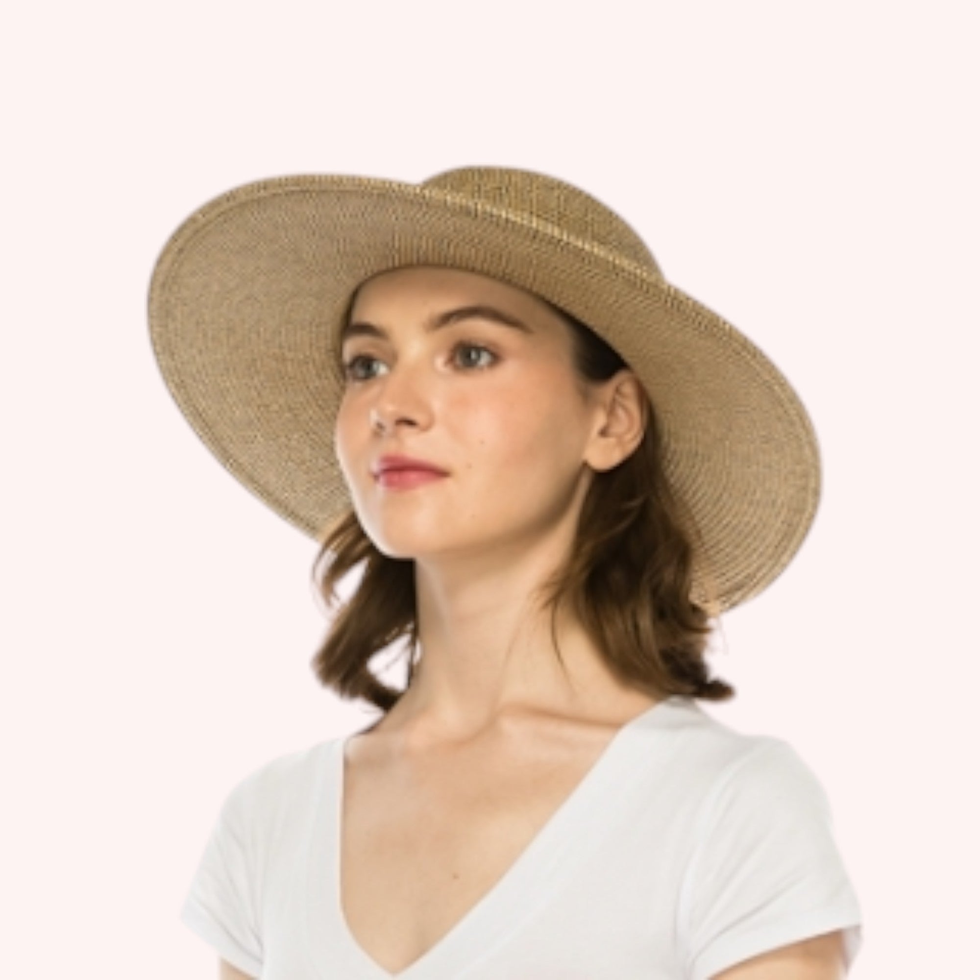 Heather Straw Sun Hat w/ Suede Tie