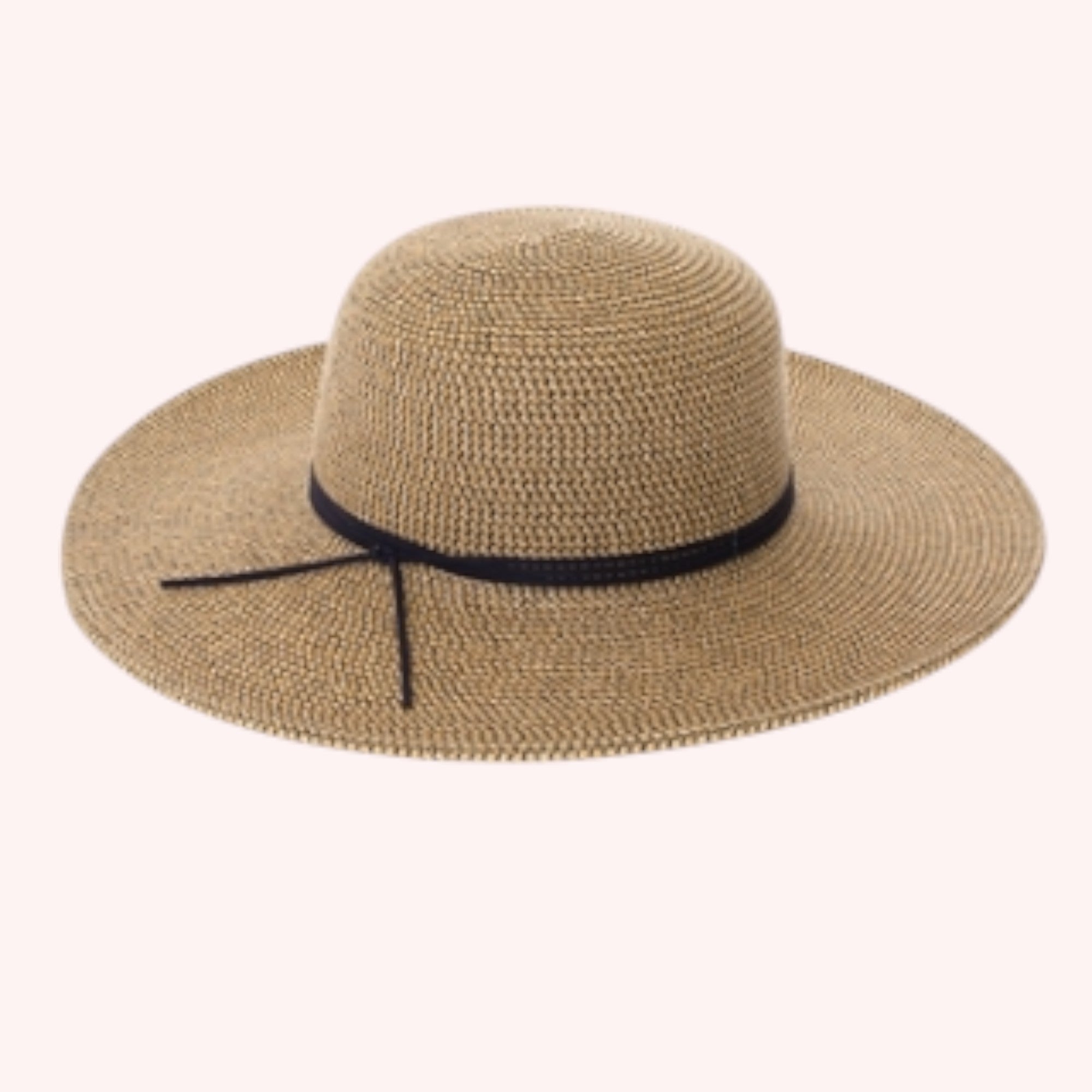Heather Straw Sun Hat w/ Suede Tie