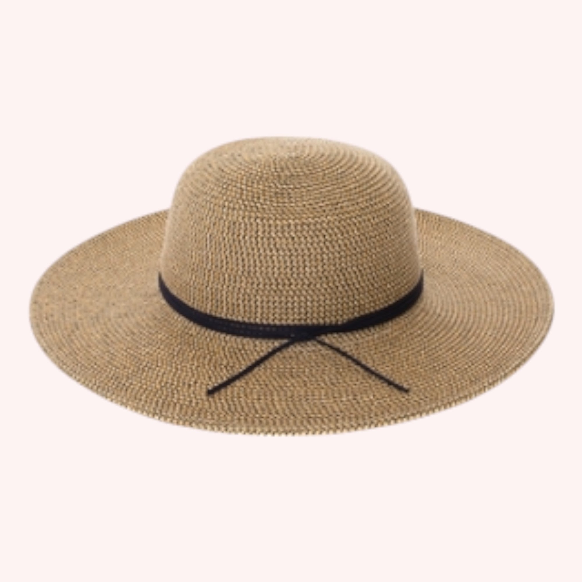Heather Straw Sun Hat w/ Suede Tie