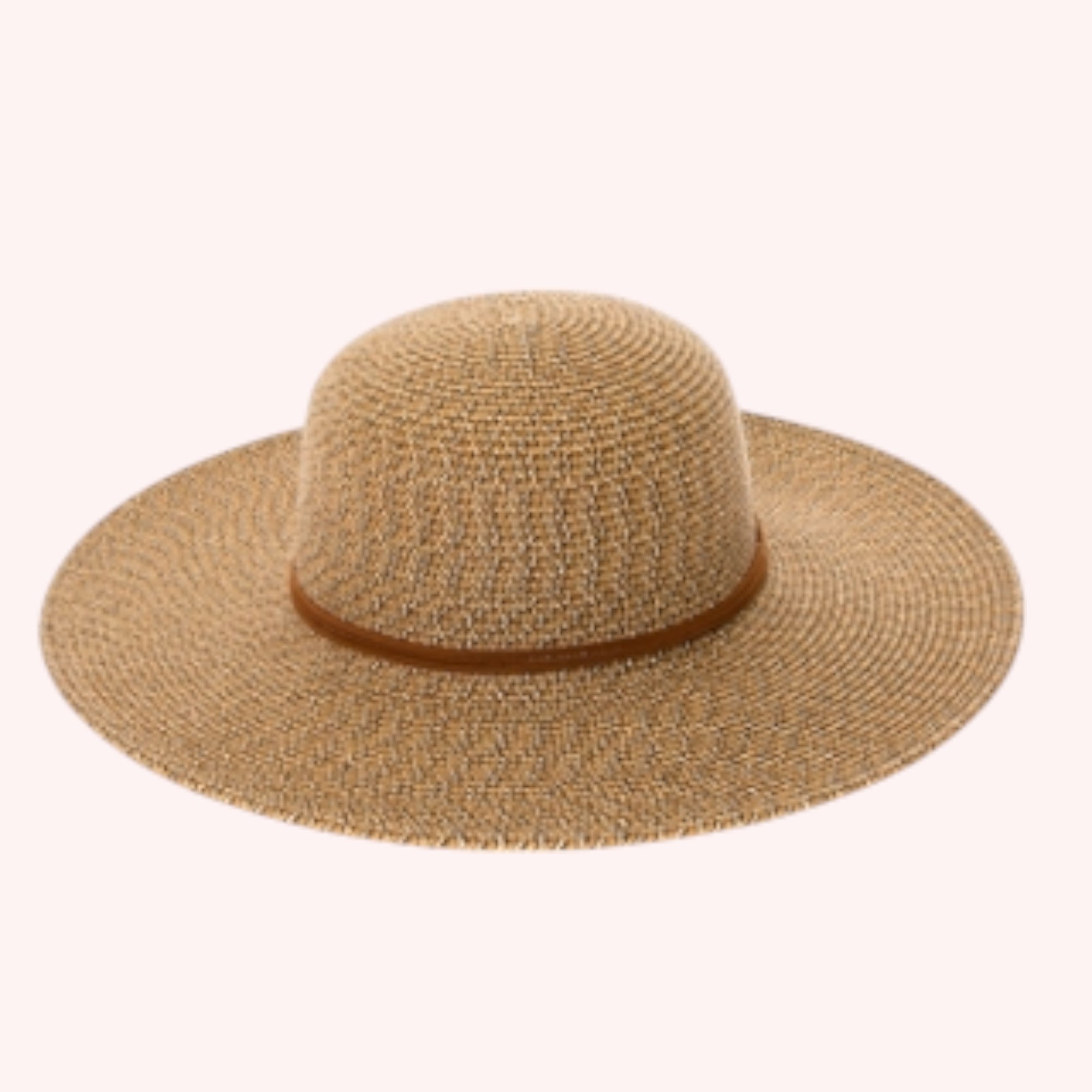 Heather Straw Sun Hat w/ Suede Tie
