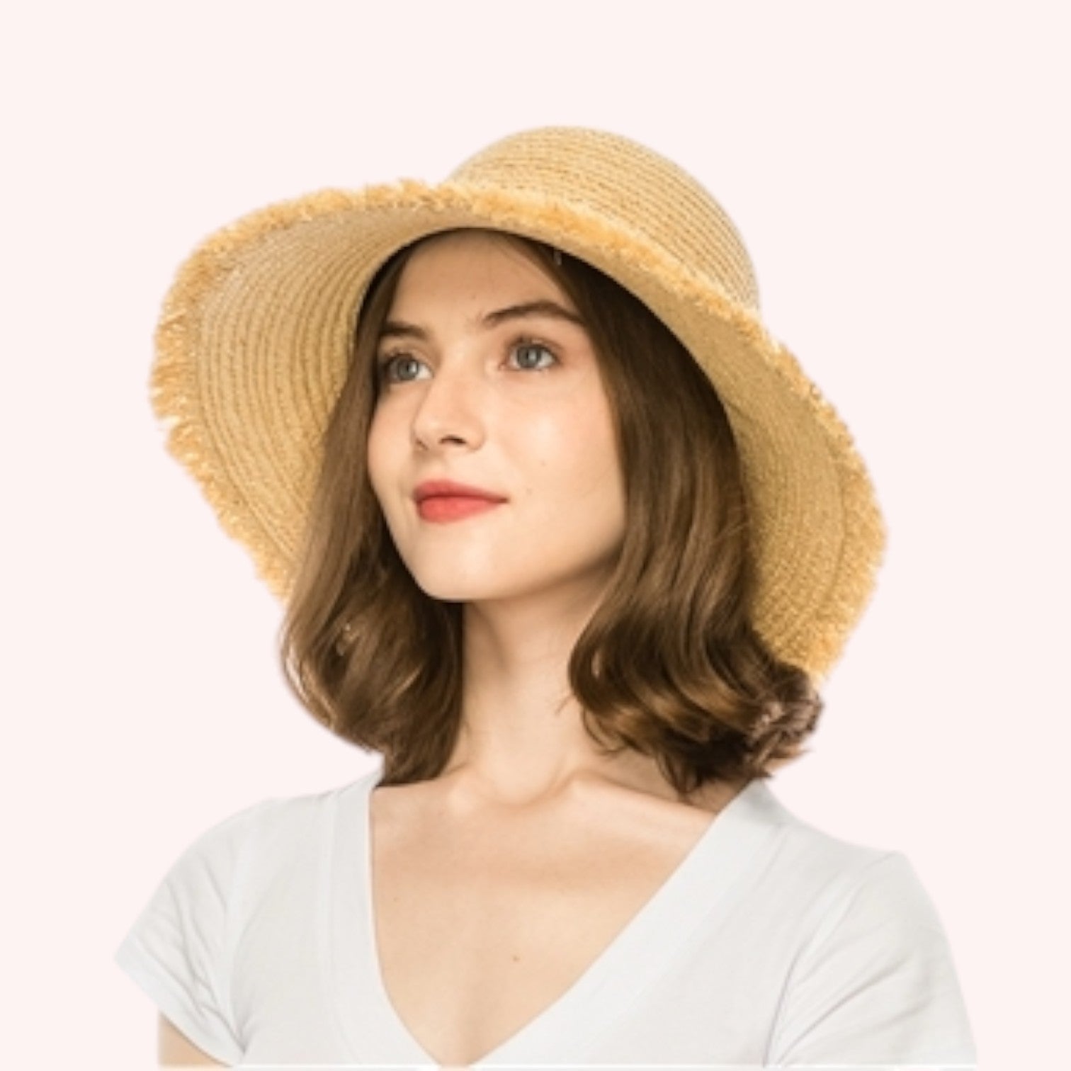 Raffia Fringe Bucket Hat with Shells