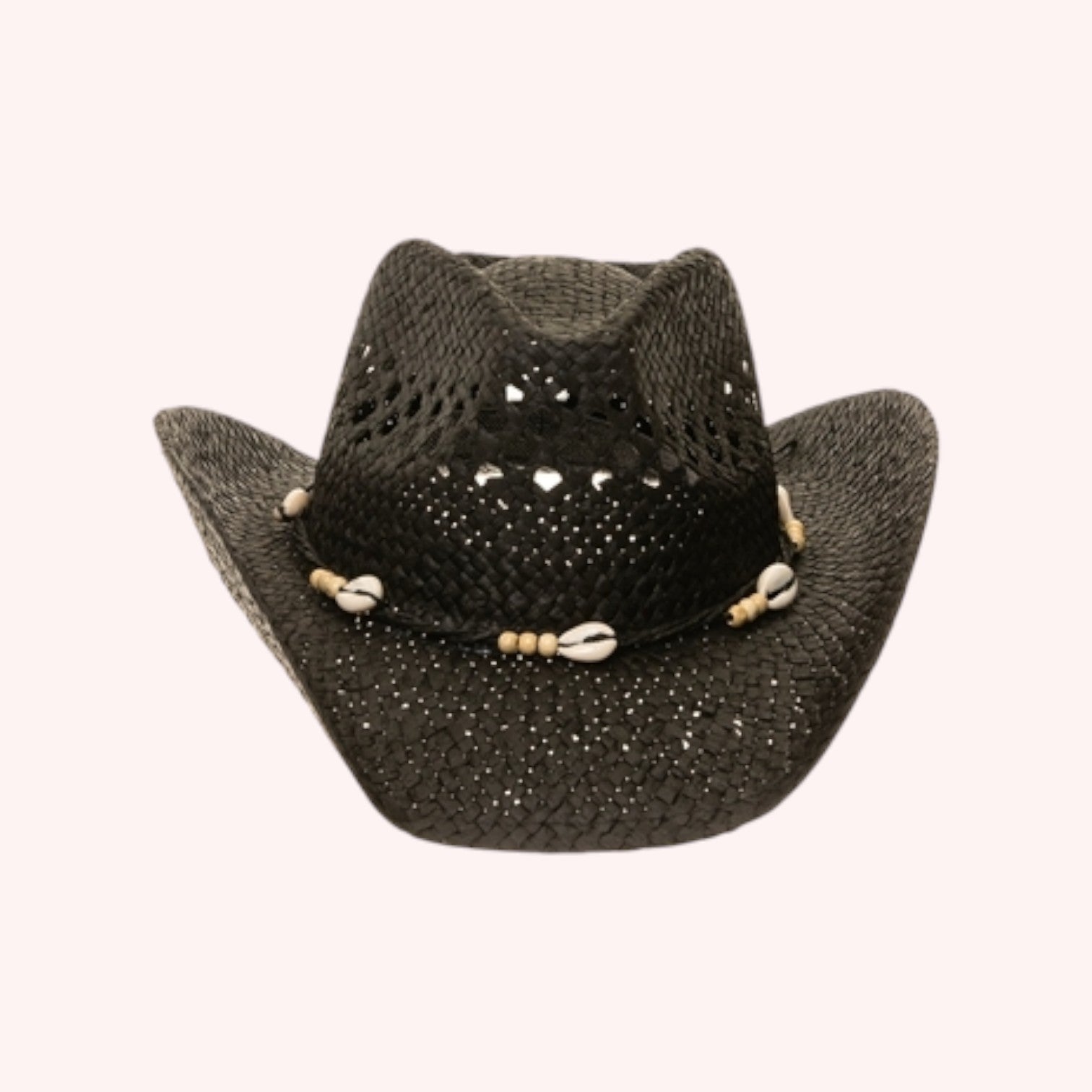 Straw Cowboy Hat w/ Seashells