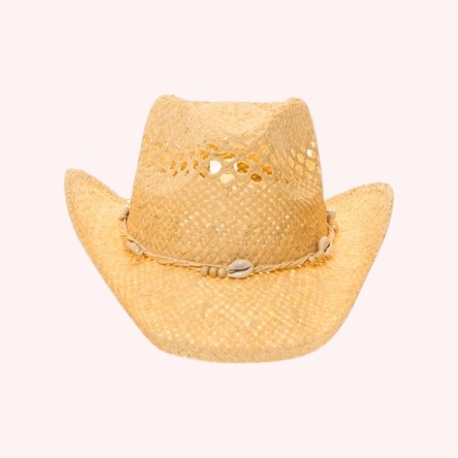 Straw Cowboy Hat w/ Seashells