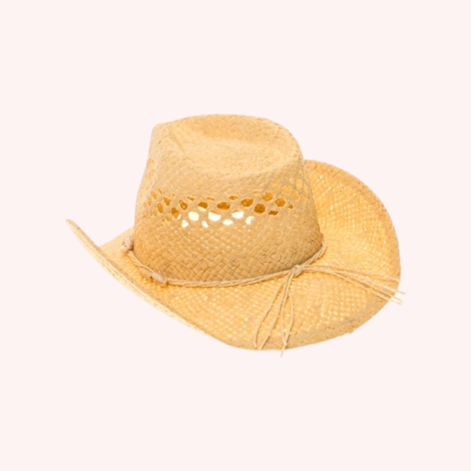 Straw Cowboy Hat w/ Seashells