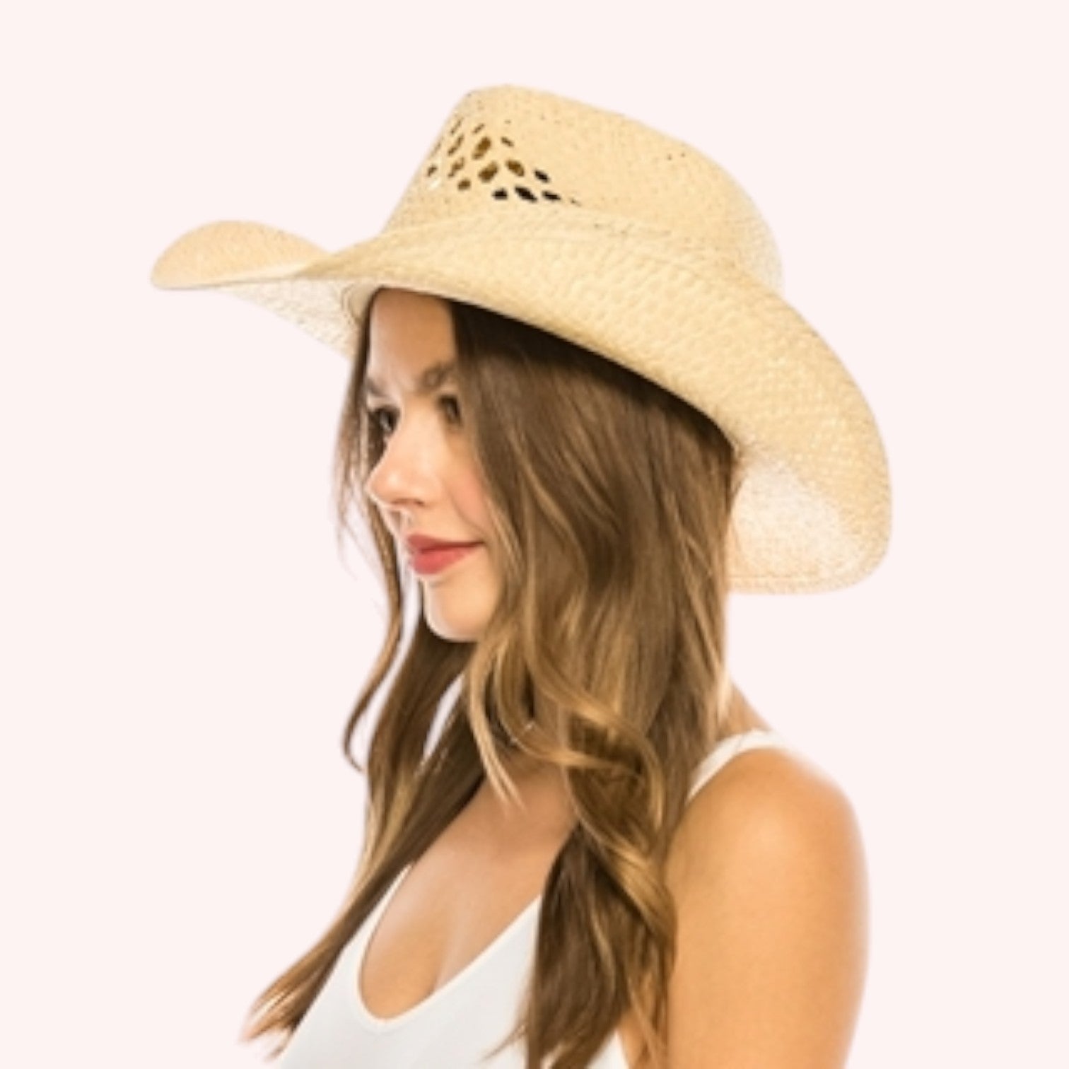 Straw Cowboy Hat w/ Seashells