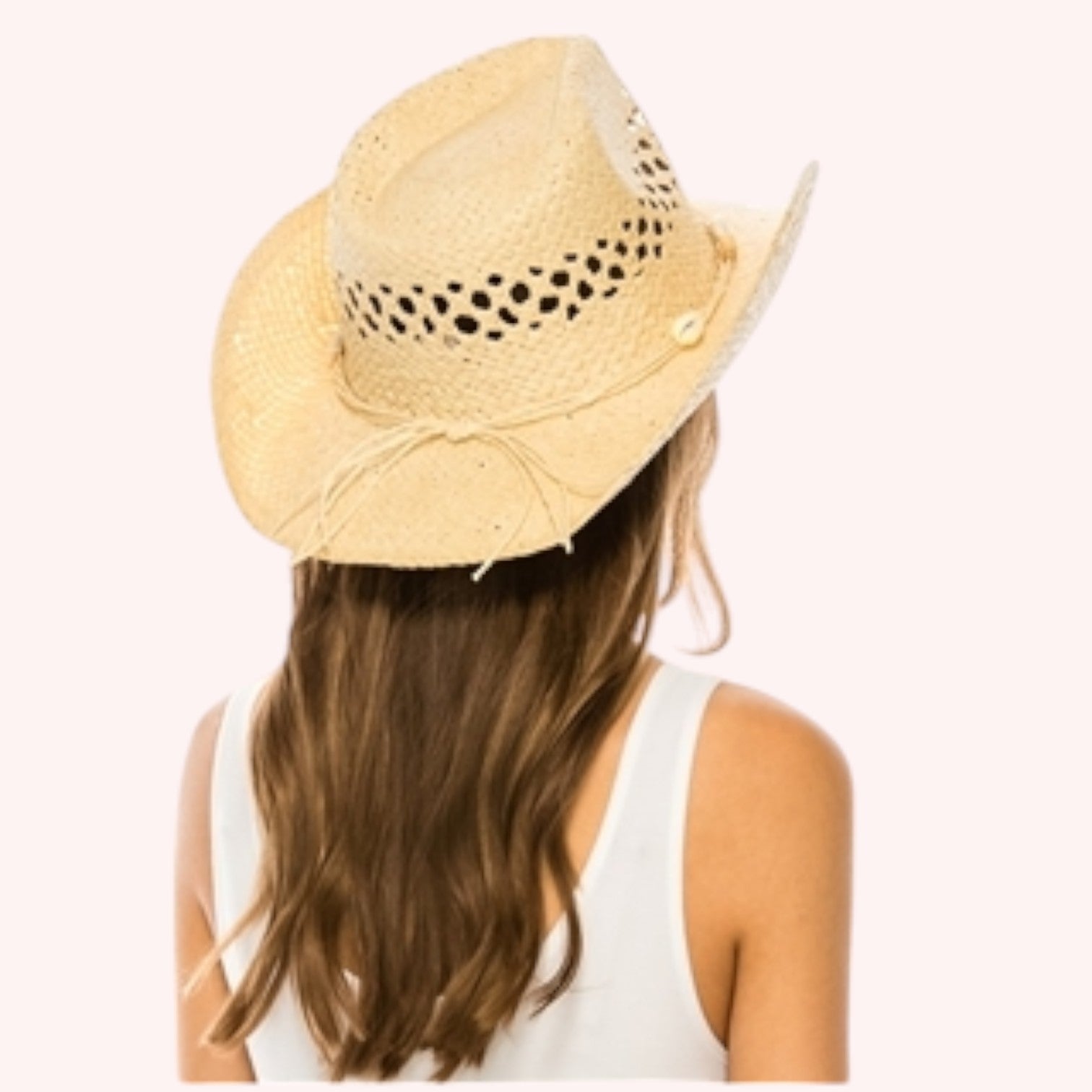 Straw Cowboy Hat w/ Seashells