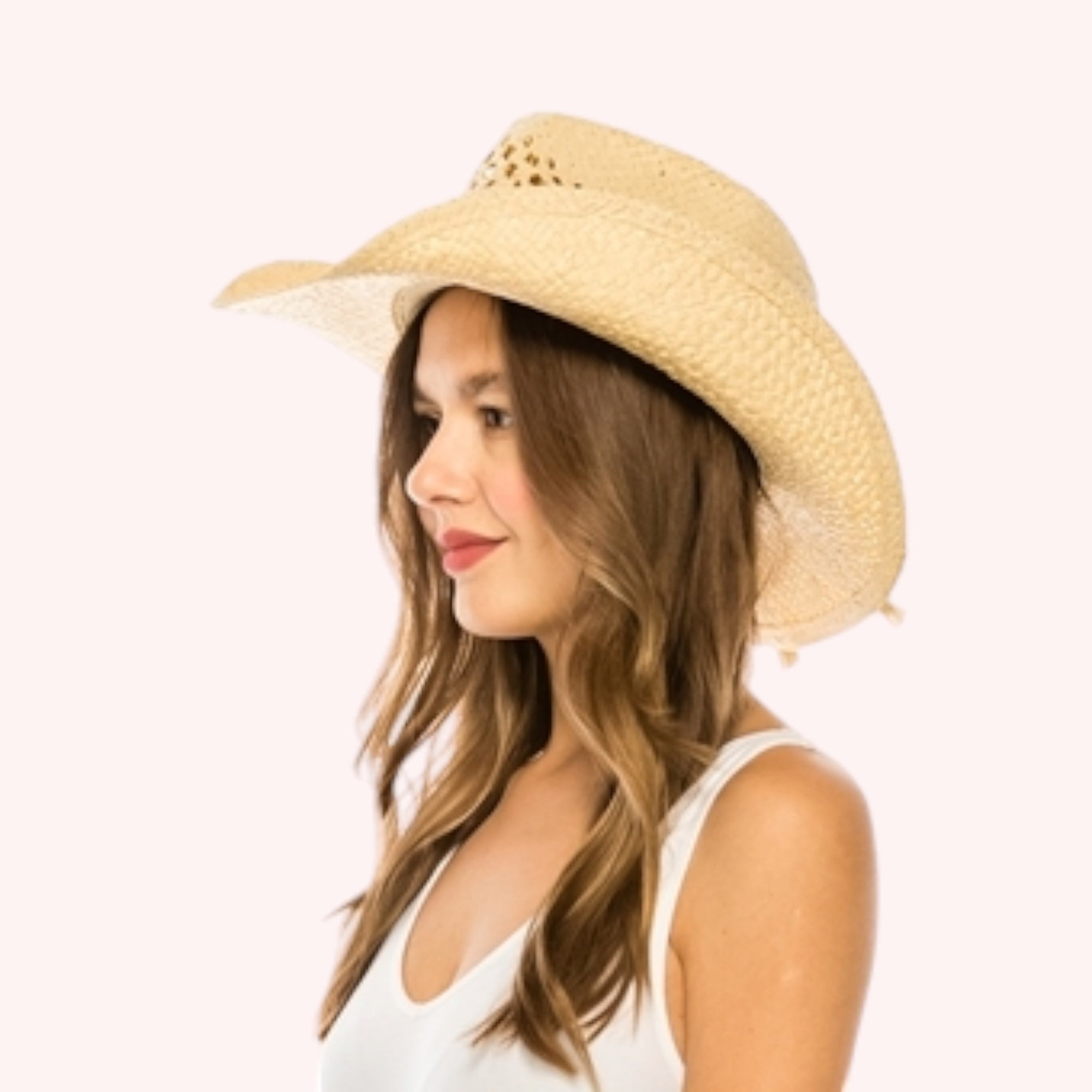Women's Straw Cowboy w/ Heart Concho
