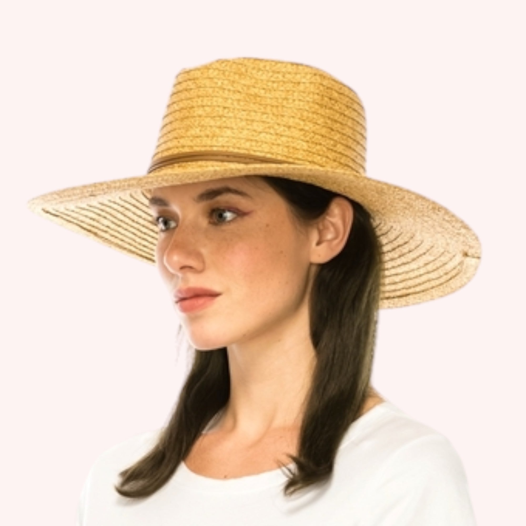 Straw Panama with Vegan Leather Tie
