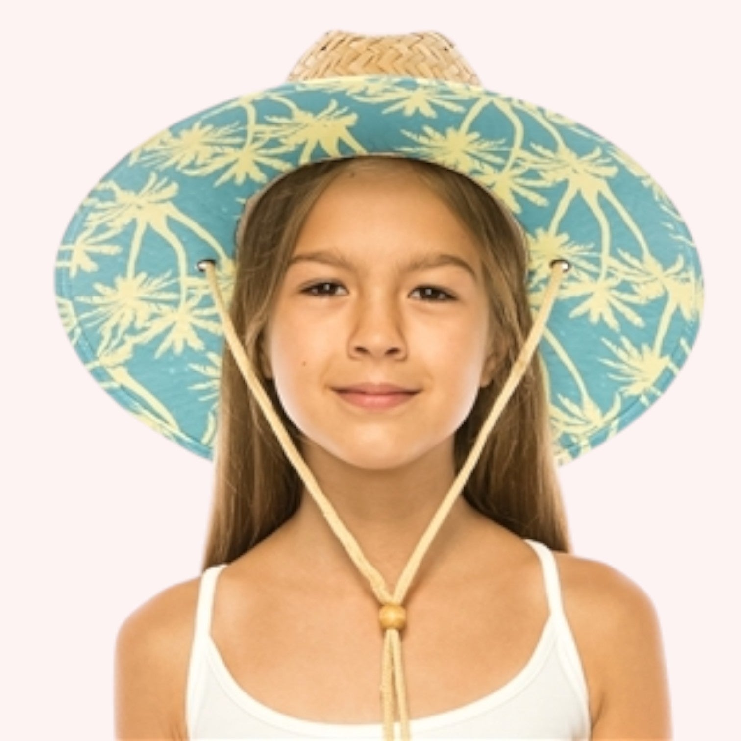 Kid's Straw Lifeguard Hat - Palm Trees