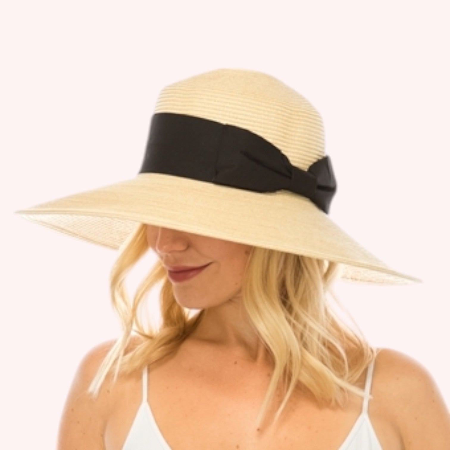 Downbrim Straw Hat w/ Wide Bow